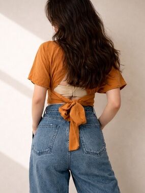 Wrap Back Crop Top – Flowy & Feminine (One Size)